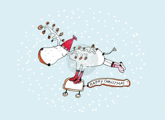 Postkarte - Elch - Happy Christmas