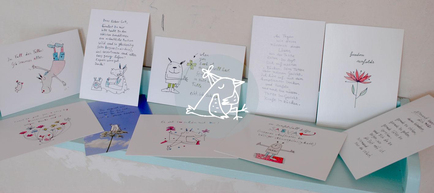 Postkartenset - Glück und Liebe und alles - 10 x DIN A6 - karindrawings