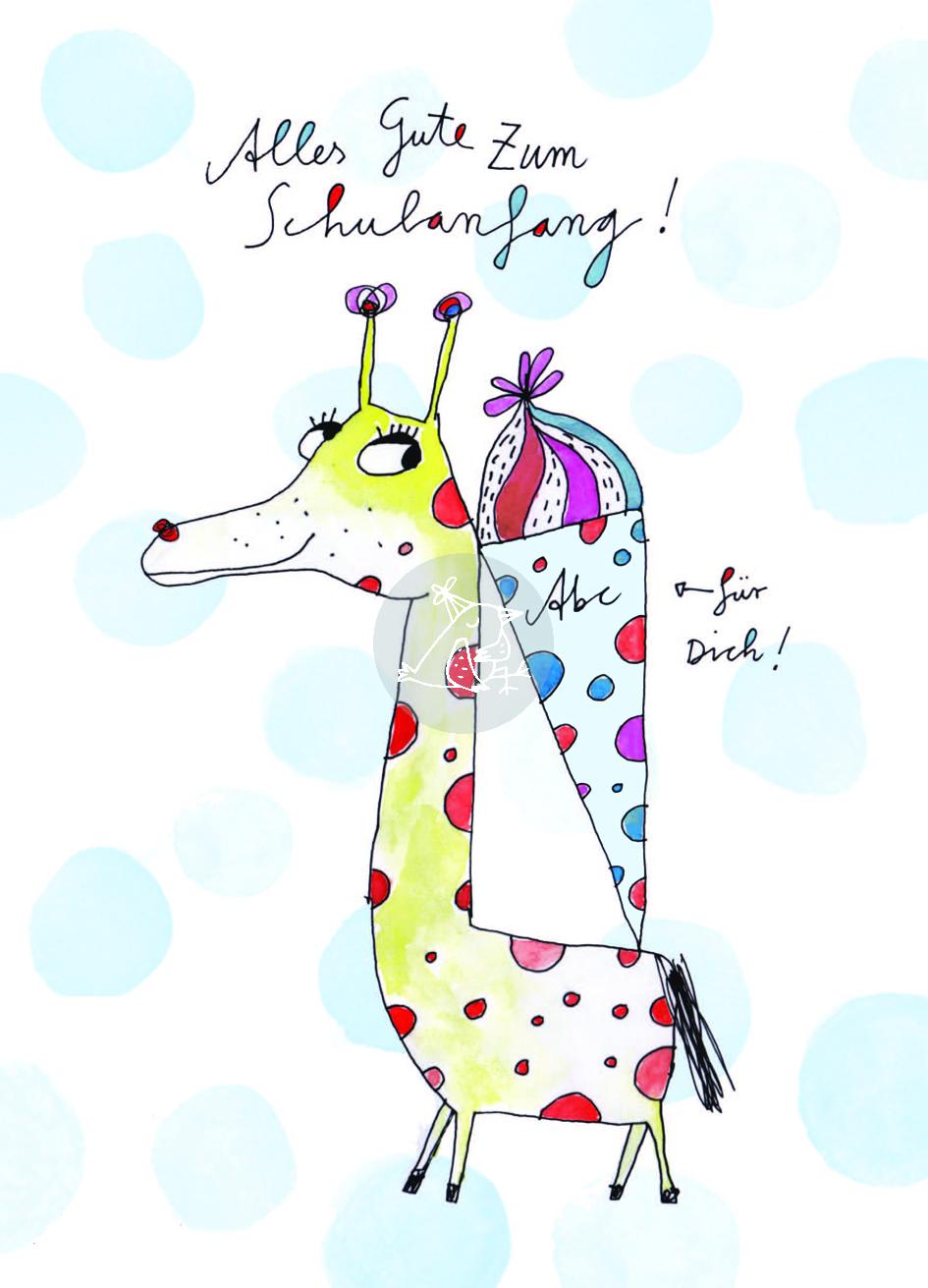 Postkarte - Schulanfang Giraffe